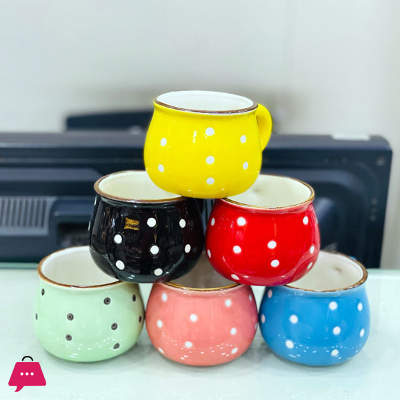Polka Dot Ceramic Coffee Mug Set of 6