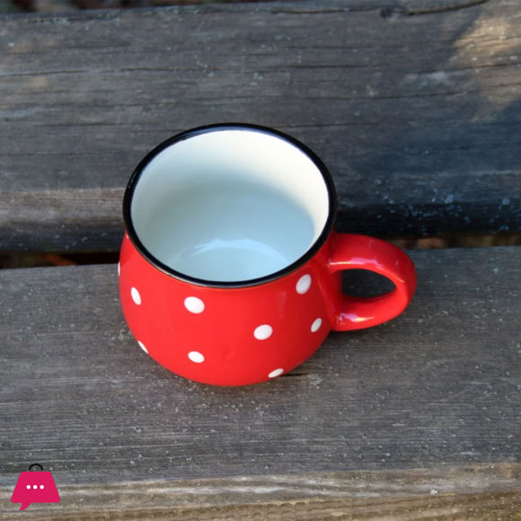 Polka Dot Ceramic Coffee Mug Set of 6