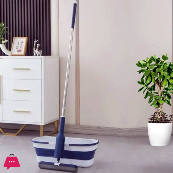 Premium Twist Mop with Folding Silicon Bucket