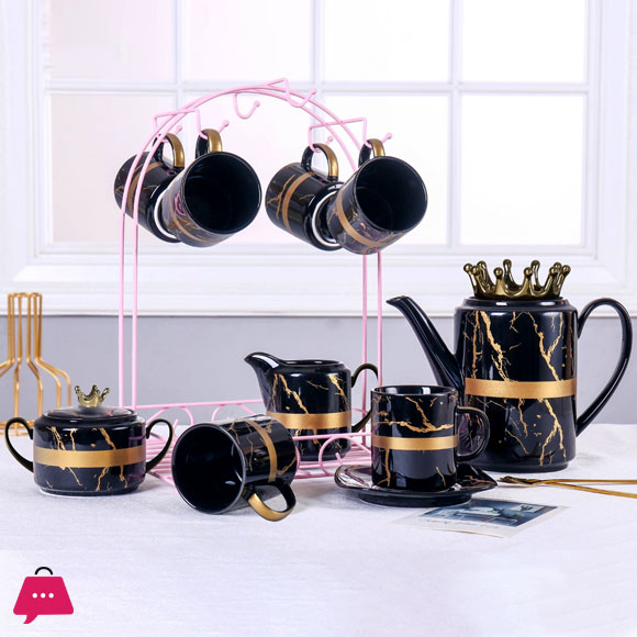 Privilege Ceramic Tea Set With Stand 17 Pcs