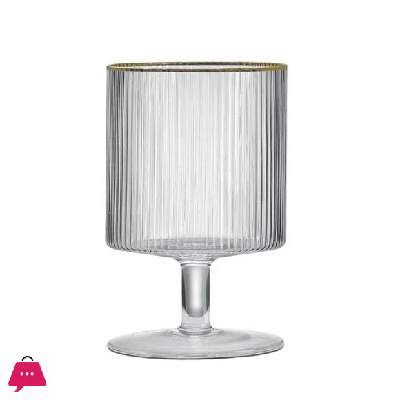Ripple Effect Low Foot Real Crystal Gold Rim Glass - Set of 6