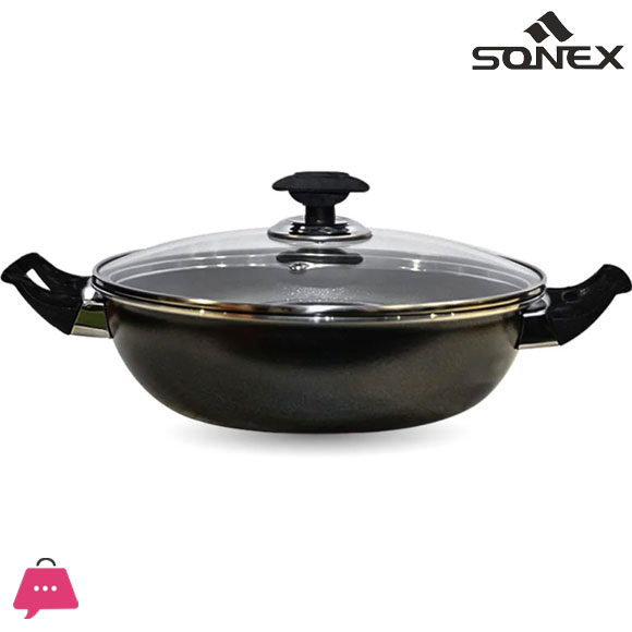 Sonex Cooking Wok – Glass Lid – Nonstick - 32 cm