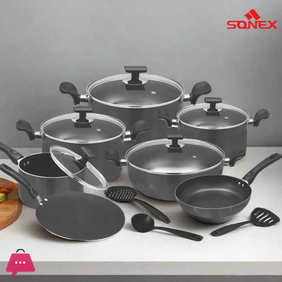 Sonex Non-Stick Kitchen set Carrolli Gift Pack Cookware set With Glass Random Color Best Quality