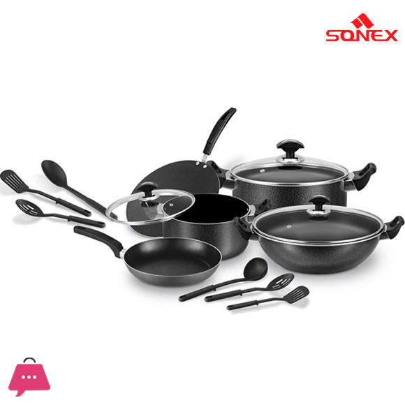 Sonex Non-Stick Kitchen set Desire Gift Pack Cookware set With Glass Random Color Best Quality