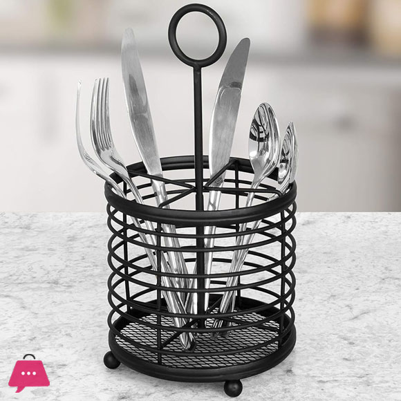 Spectrum Diversified Contempo Caddy Cutlery, Modern Dining Table Kitchen Organization, Silverware Holder with Handle