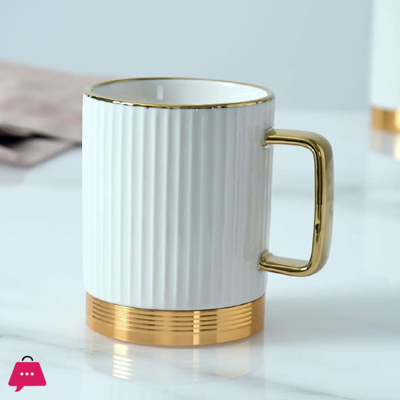 Striped Mug with Metal Base Set of 6