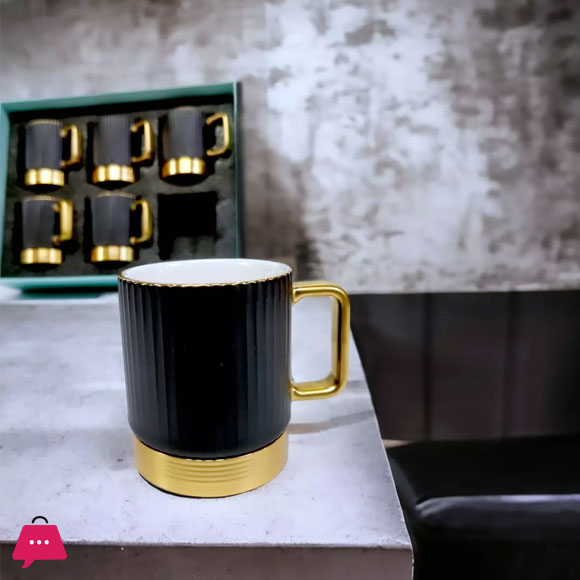 Striped Mug with Metal Base Set of 6