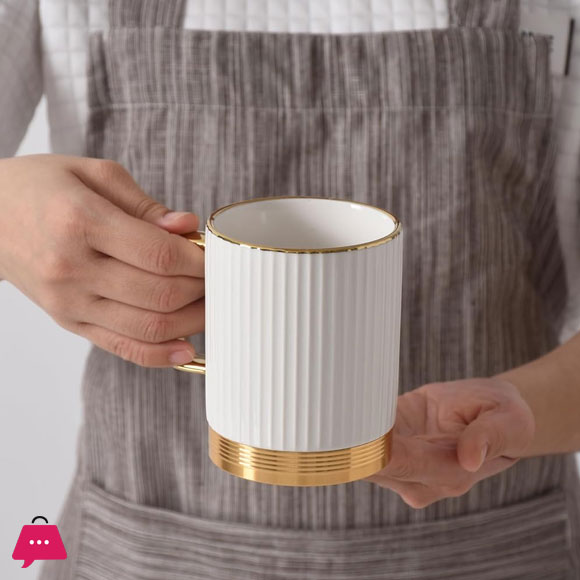 Striped Mug with Metal Base Set of 6
