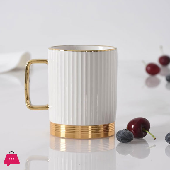 Striped Mug with Metal Base Set of 6
