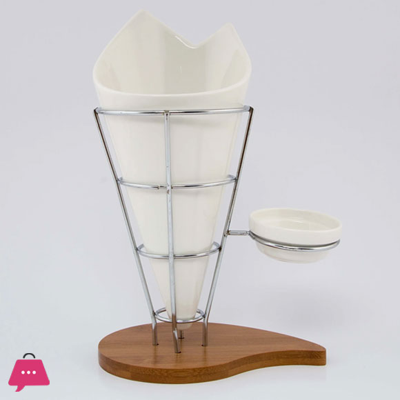 Stylish Serving Dish For Chips with Stand wood Base