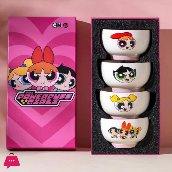 The Powerpuff Girls Blossom Bubbles Buttercup Cute Cartoon Ceramic Bowl Tableware Home Decor Room Decoration