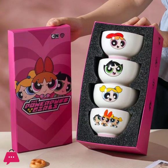 The Powerpuff Girls Blossom Bubbles Buttercup Cute Cartoon Ceramic Bowl Tableware Home Decor Room Decoration