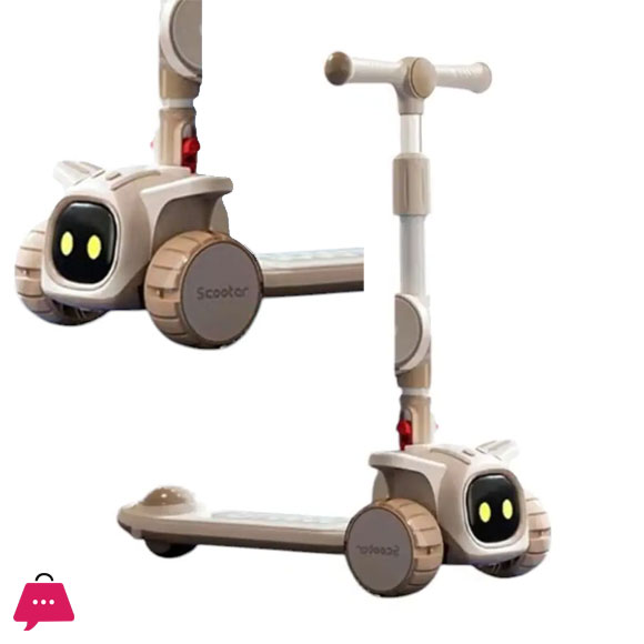 Three-wheeled Scooter for Children With Tilt Steering Childrens Folding with Backlight