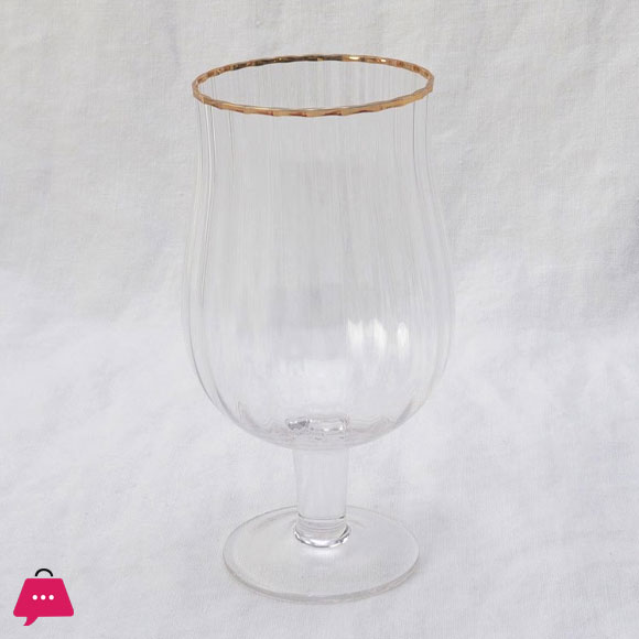 Vintage Tumbler Tulip Goblet Gold Rim Pack of 6
