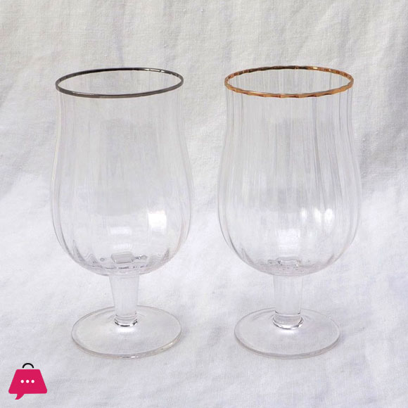Vintage Tumbler Tulip Goblet Gold Rim Pack of 6