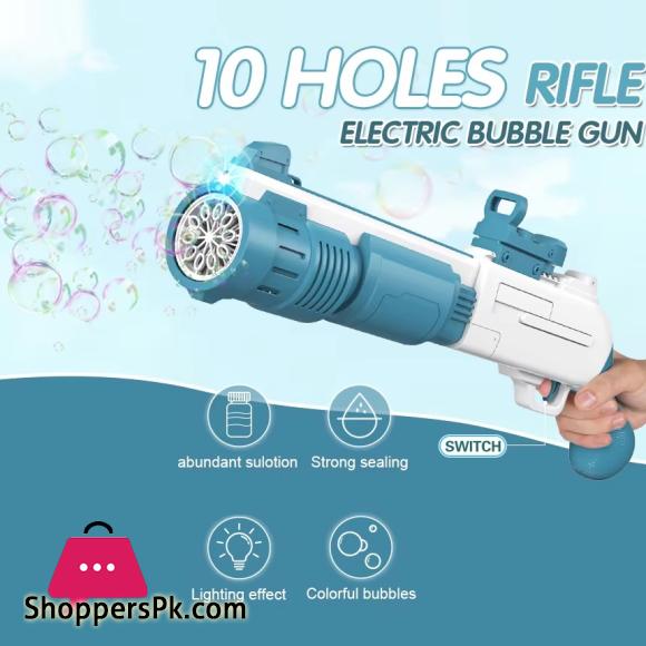10 Holes Automatic Colorful Bubble Gun Bubble Toy with 100ml Bubble Liquid