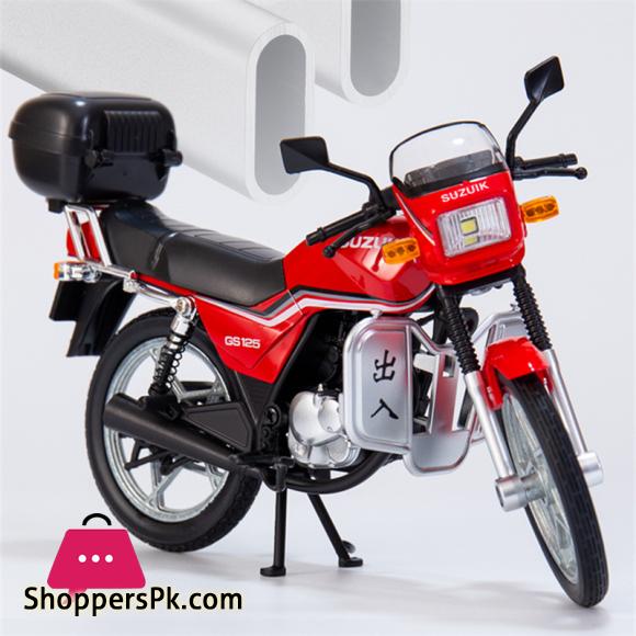 SUZUKI GS125 Alloy Retro Motorcycle Model Diecast Metal Classic Street Motorcycle Model Sound Light Simulation Kid Toy Gift 1:12