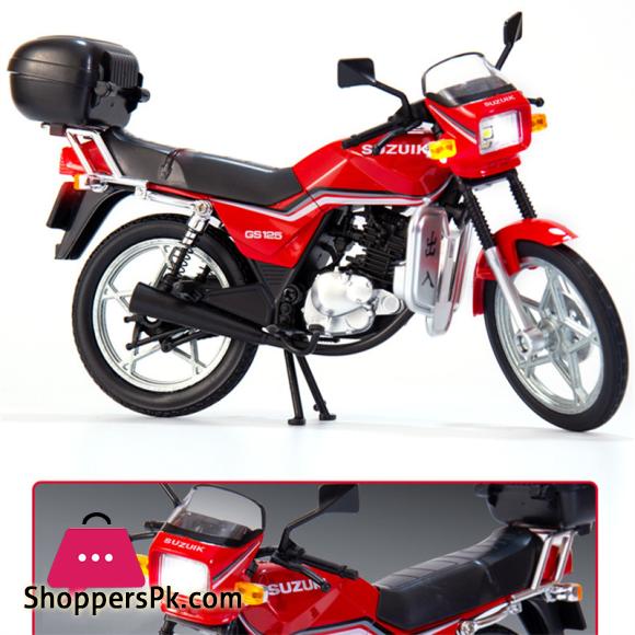 SUZUKI GS125 Alloy Retro Motorcycle Model Diecast Metal Classic Street Motorcycle Model Sound Light Simulation Kid Toy Gift 1:12