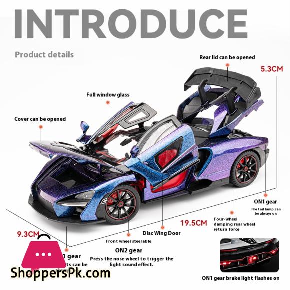 1:24 Mclaren Senna Super Sports Mini GT Alloy Diecast Model Vehicle Simulation Sound & Light Birthday Gifts Box For Boyfriend