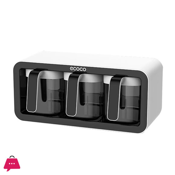 3 Cups Wall Mount Spice Rack With Spoon