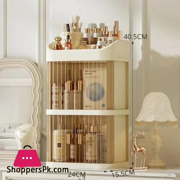 3-Layer Makeup Storage Box Dust-proof Cosmetic Organizer
