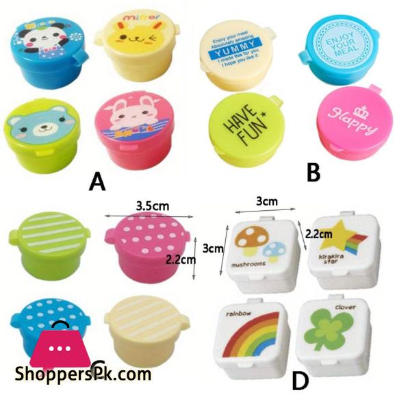 4pcs set Round Square Mini Seasoning Sauce Box Refillable Plastic Condiment Box Small Capacity Sauce Packaging Box