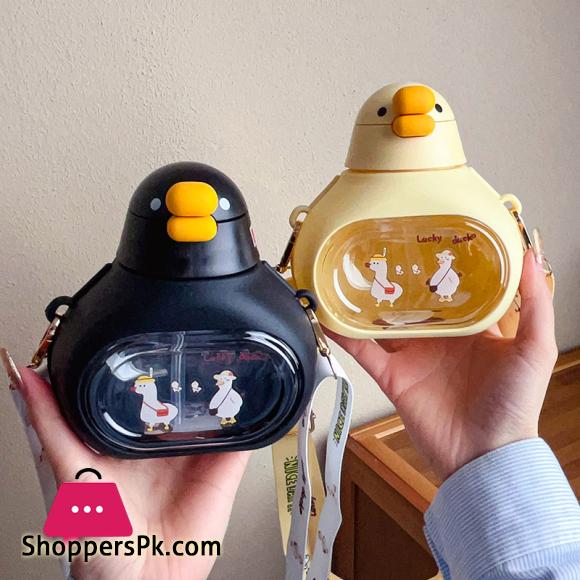 650ML Kawaii Kids Water Bottle Summer Large Capacity Plastic Straw Drinking Cup Water Bottle For School Student
