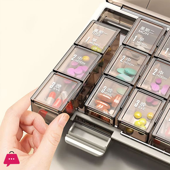 7 Days Pill Case Colorful Design Stackable 3 Times a Day Pill Organizer Box