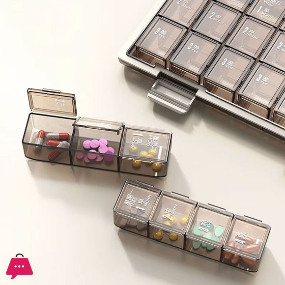 7 Days Pill Case Colorful Design Stackable 3 Times a Day Pill Organizer Box
