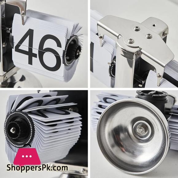 Auto Flip Calendar Flipping Clock Nordic Home Decor Figures Clocks Stainless Steel Mechanical Auto Flip Office Living Room Desk Decor