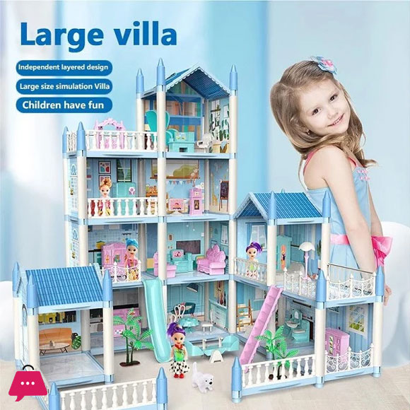 Childrens Toy Snow Princess Doll House Villa Castle Girl Home Toy (Nine Rooms 1 Terrace )