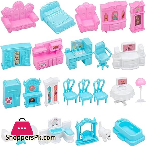 Childrens Toy Snow Princess Doll House Villa Castle Girl Home Toy 6 Rooms 1 Terrace