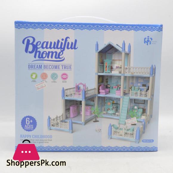 Childrens Toy Snow Princess Doll House Villa Castle Girl Home Toy 6 Rooms 1 Terrace