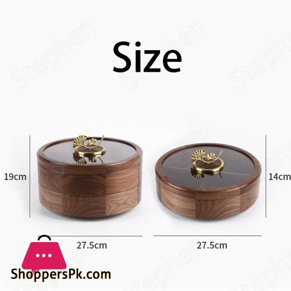 Double Layer Walnut Solid Wood Fruit Plate European Home Modern Dried Fruit Snack Dishes