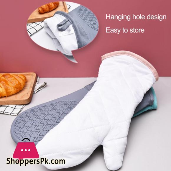 Durable Oven Mitt Silicone Soft Cotton Lining Oven Glove Anti-scalding Anti-slip Heat Resistant Microwave Glove Kitchen Supplies
