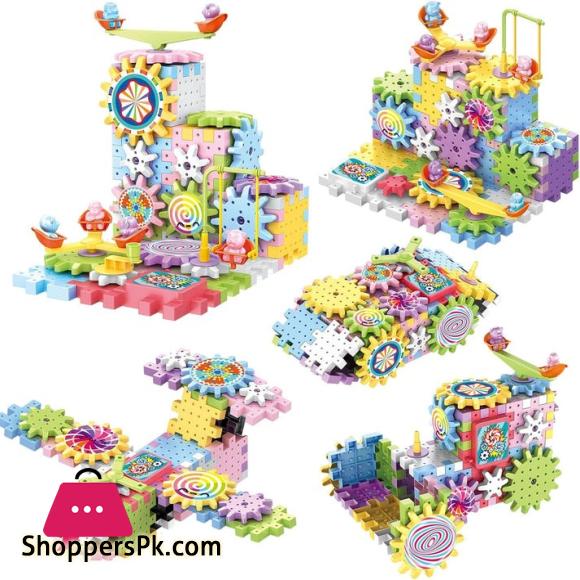 Electric Building Block Gear Toy Set DIY Plastic Brick Toys Colourful Building Block 165 Pcs