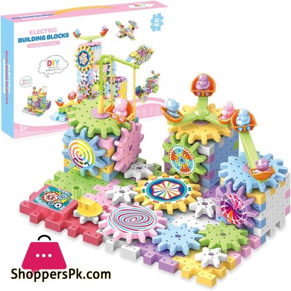 Electric Building Block Gear Toy Set DIY Plastic Brick Toys Colourful Building Block 83 Pcs