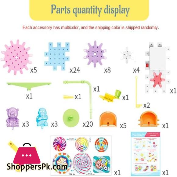 Electric Building Block Gear Toy Set DIY Plastic Brick Toys Colourful Building Block 83 Pcs