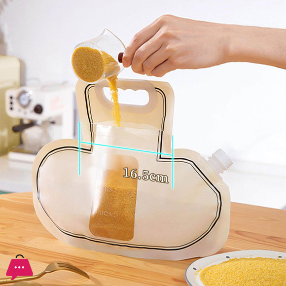 Food Storage Bag Airtight Cereal Storage Containers Pouch Kitchen Organizer 1-Pcs
