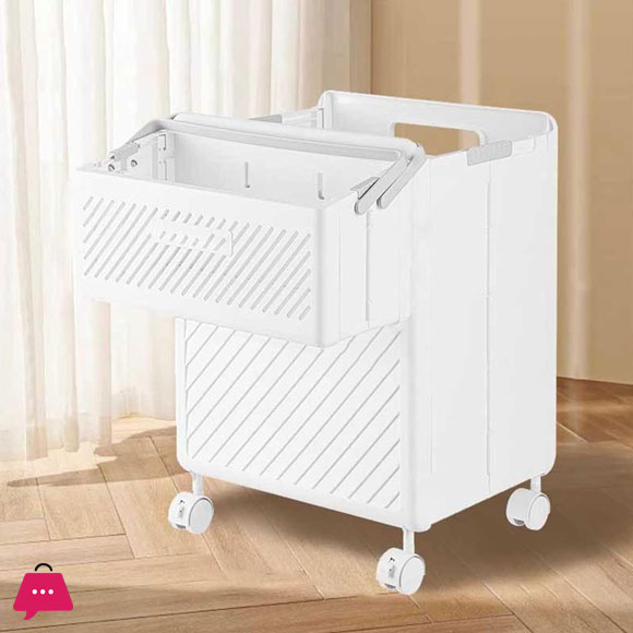 Double Laundry Baskets with Wheels and Handle