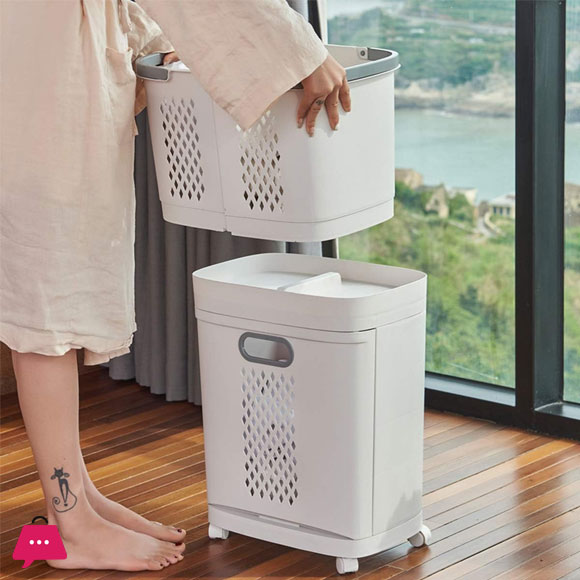 Laundry Baskets on Wheels Rolling Laundry Trolley Carts