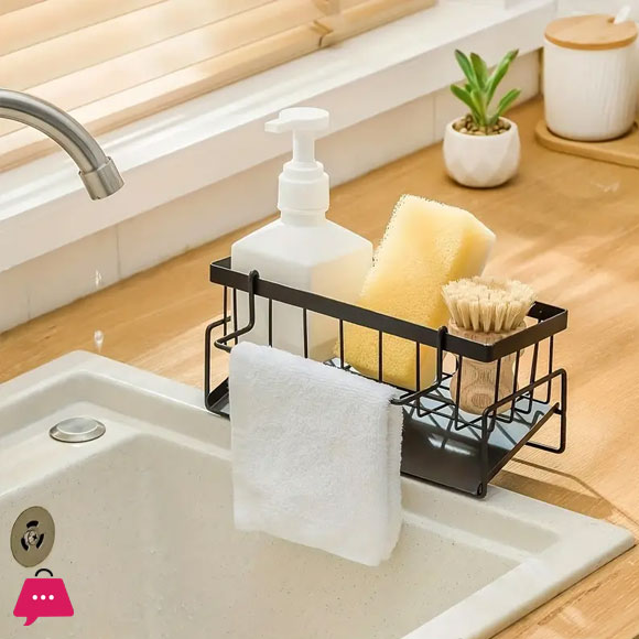 Metal Kitchen Sink Caddy with Drainage Basket