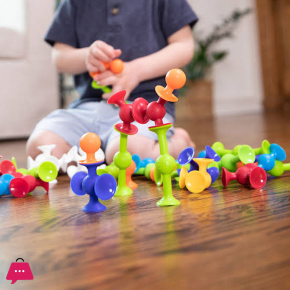 Mini Suckers (Squigz) Suction Building Blocks – Construction Toy – 90 Pieces