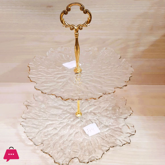 Orchid Glass 2 Tier Cake and Cupcake Stand