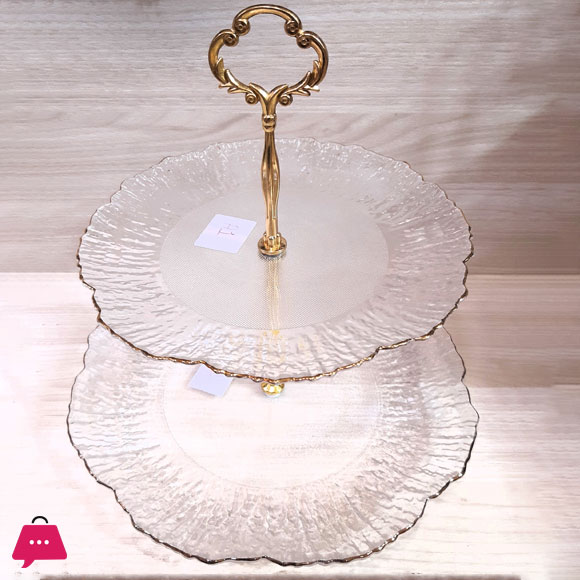 Orchid Glass 2 Tier Cake and Cupcake Stand