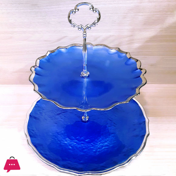 Orchid Glass 2 Tier Cake and Cupcake Stand