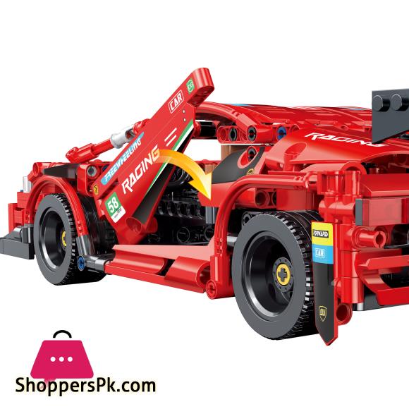Red Racing Car Building Set - 642-Piece Collectible Sports Car Construction Kit - Perfect Back to School Toy for Boys