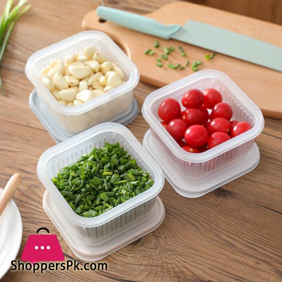 Refrigerator Fruit and Vegetable Storage Box Kitchen Drain Storage Box With Cover