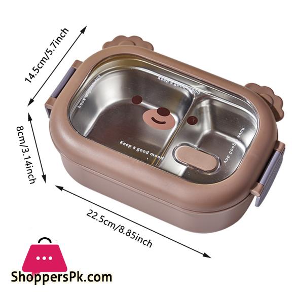Stainless Steel Bento Box 2 Compartments Cartoon School Lunch Box