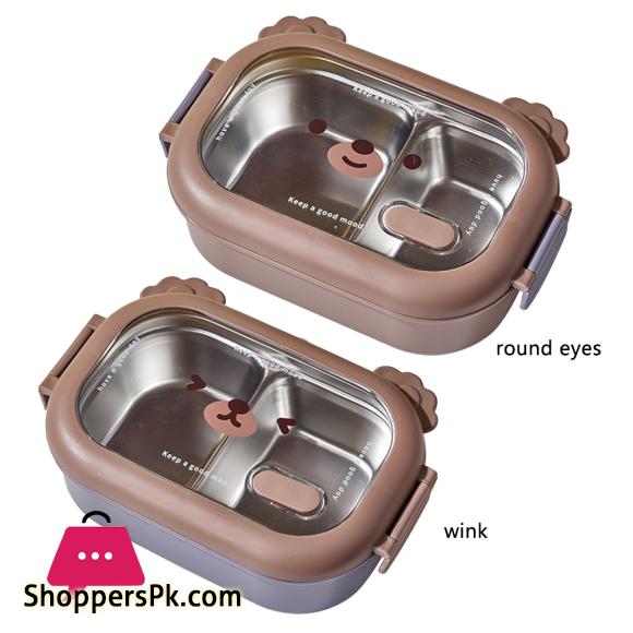 Stainless Steel Bento Box 2 Compartments Cartoon School Lunch Box